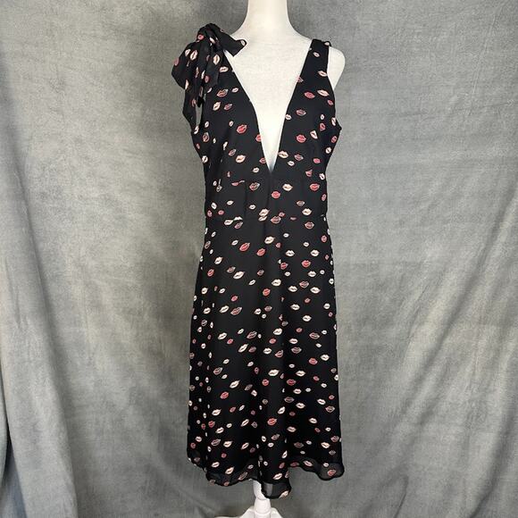 Hutch Dress Womens 10 Black Lips Sleeveless V Neck Feminine Romantic Whimsy - Picture 2 of 15